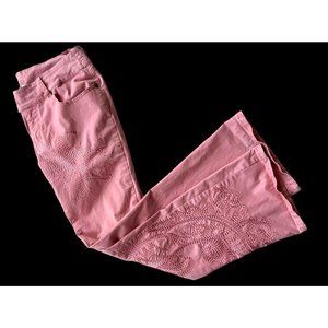 Vintage 90's Taunt Pants Size 7 Peach Low Rise Wide Leg Embroidered Hipp…